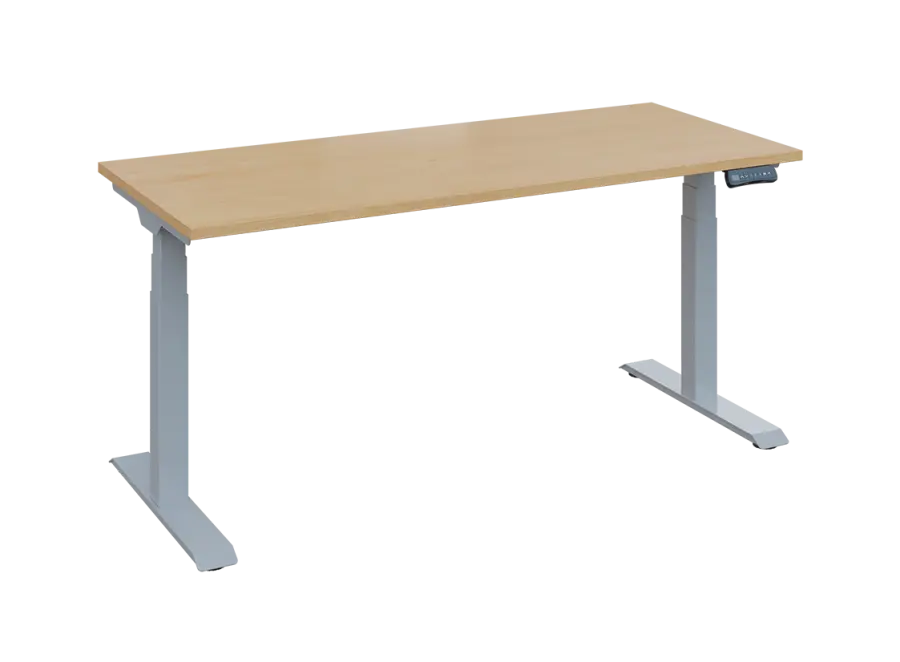 Fleximax 27-18 výškově nastavitelný stůl, kovová podnož stříbrná, deska 25 mm, široký 1800 mm, javor horský